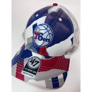 Philadelphia 76ers Basketball Hat '47 Brand Red White Blue Adjustable OSFA